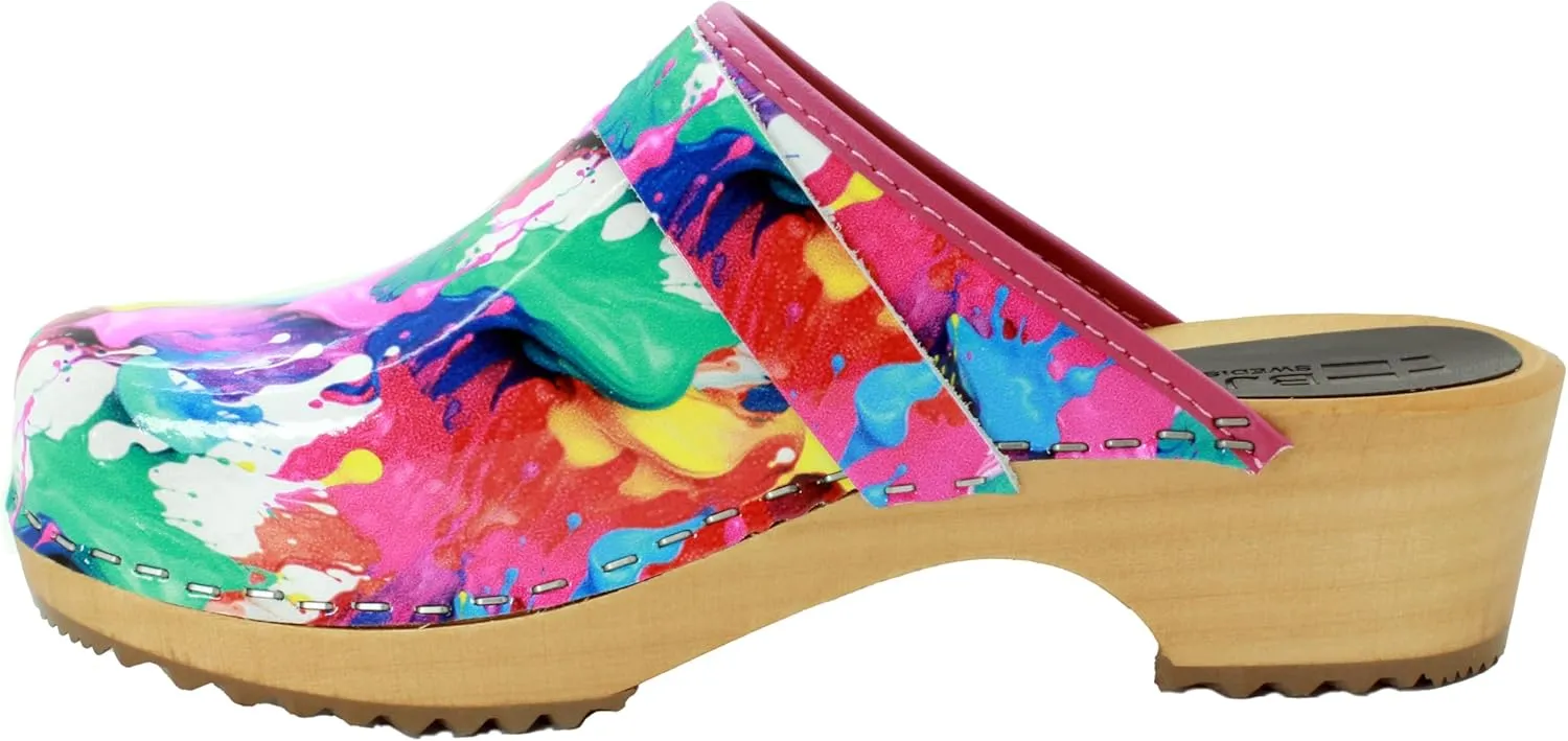 Bjork Maja Wood Open Back Leather Clogs
