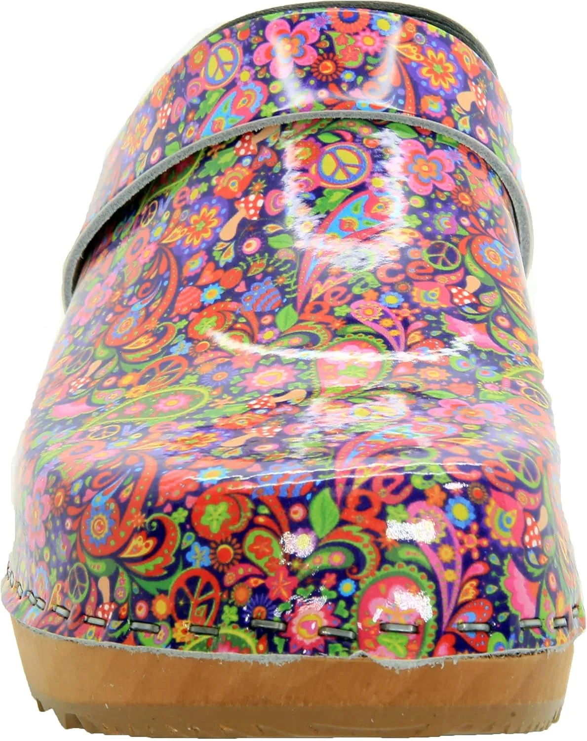 Bjork Maja Wood Open Back Leather Clogs