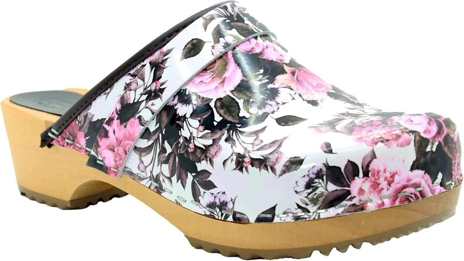 Bjork Maja Wood Open Back Leather Clogs