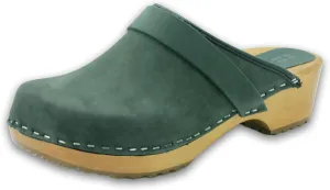 Bjork Maja Wood Open Back Leather Clogs