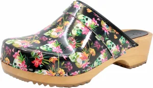 Bjork Maja Wood Open Back Leather Clogs