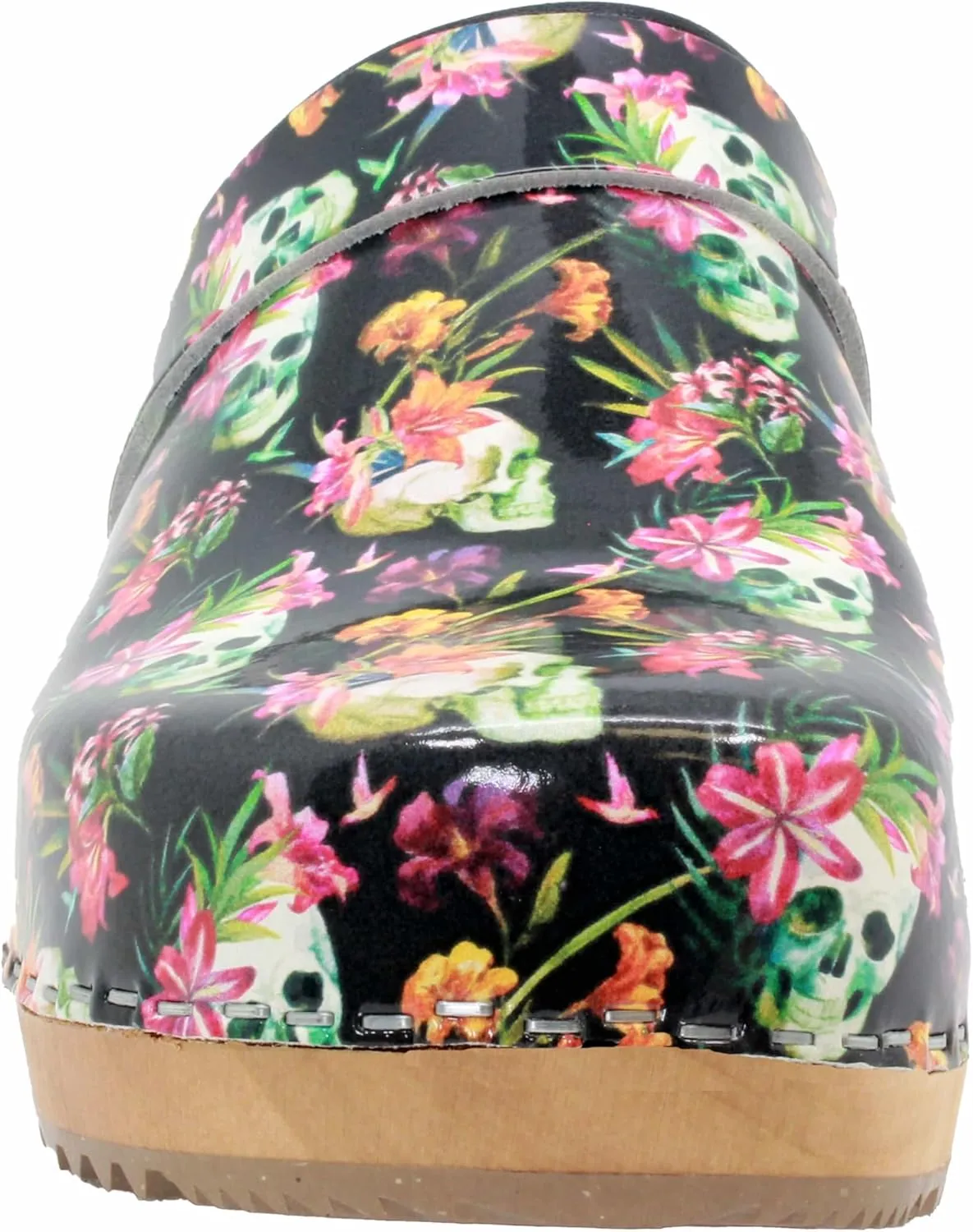 Bjork Maja Wood Open Back Leather Clogs