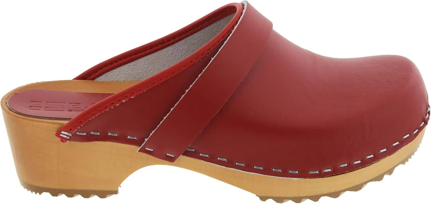 Bjork Maja Wood Open Back Leather Clogs