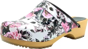 Bjork Maja Wood Open Back Leather Clogs