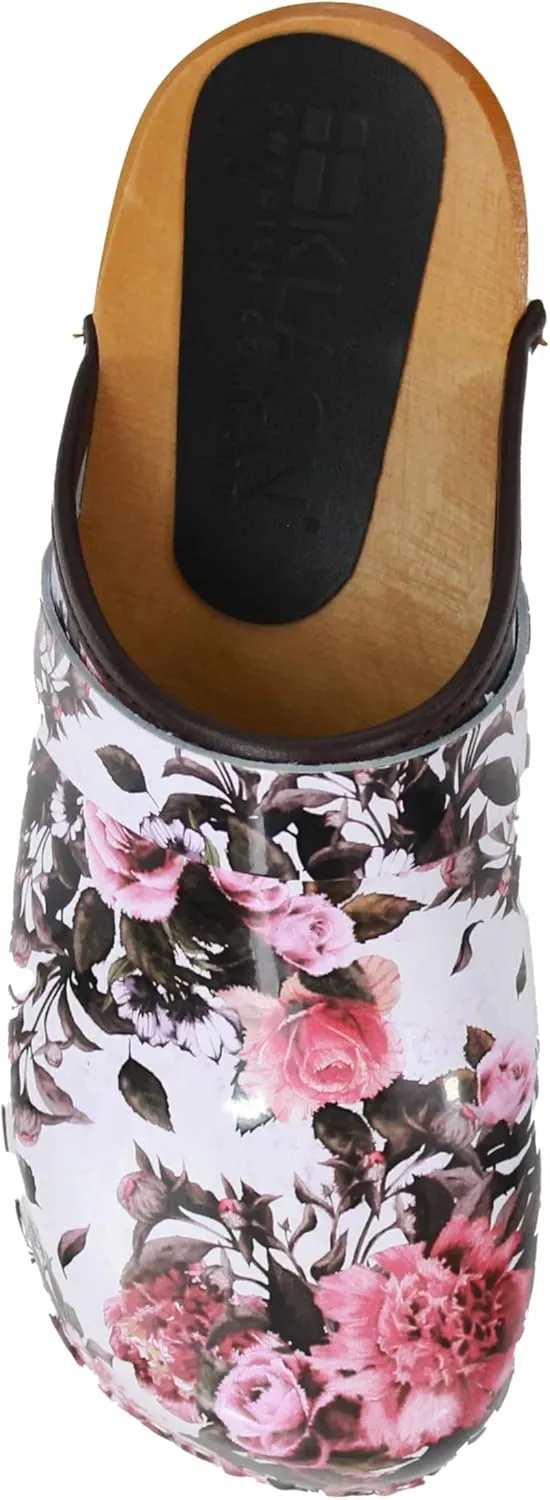 Bjork Maja Wood Open Back Leather Clogs