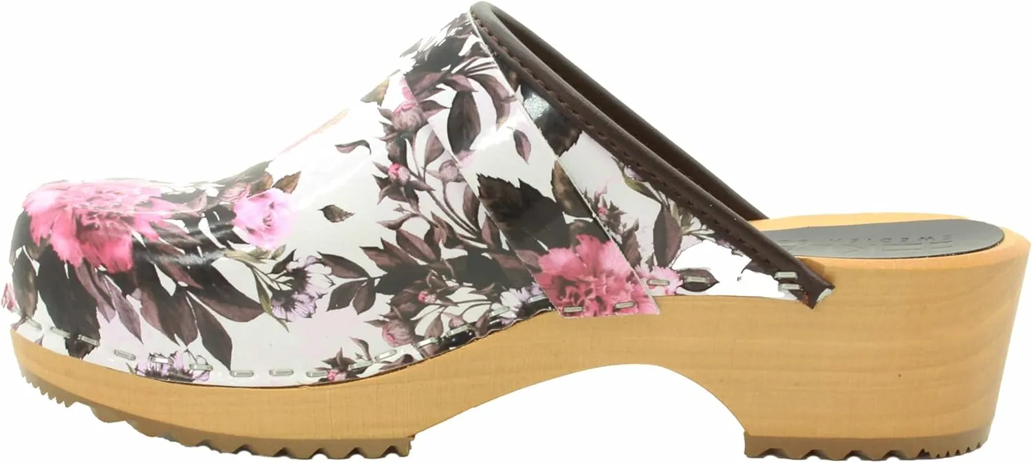 Bjork Maja Wood Open Back Leather Clogs