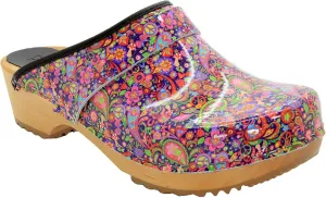 Bjork Maja Wood Open Back Leather Clogs