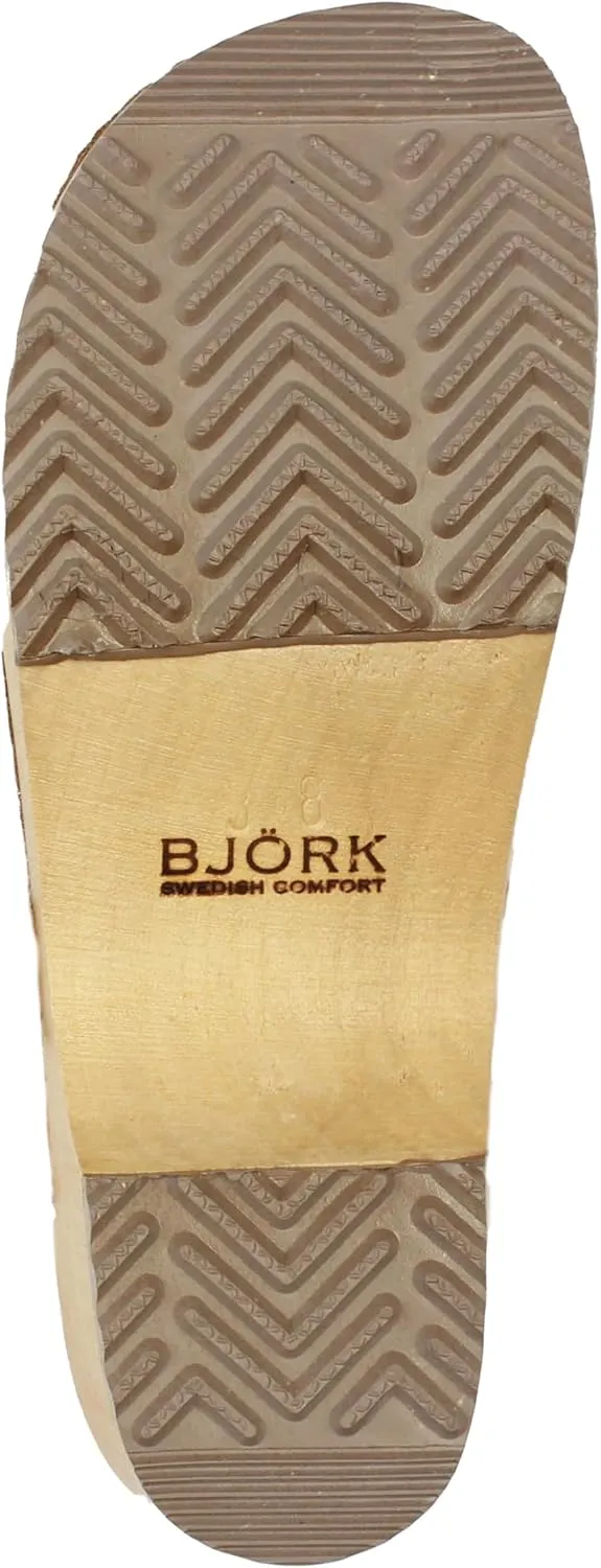 Bjork Maja Wood Open Back Leather Clogs
