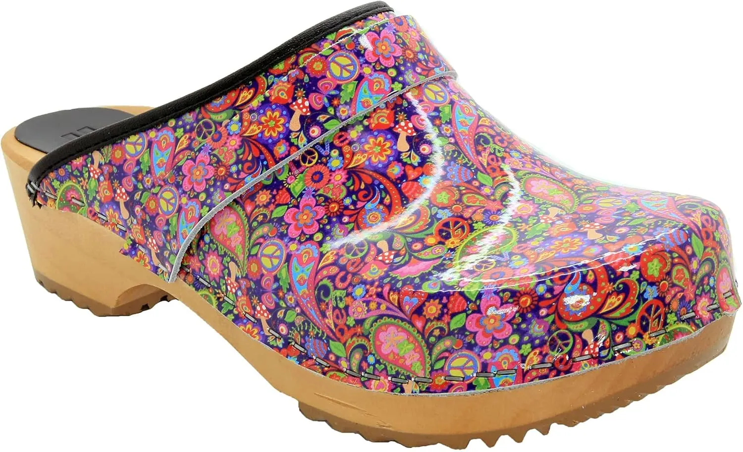 Bjork Maja Wood Open Back Leather Clogs