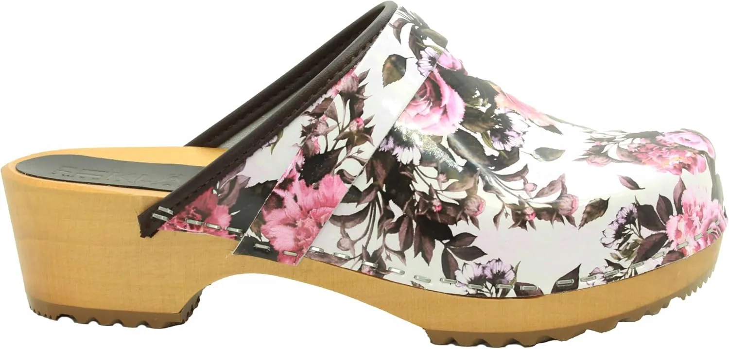 Bjork Maja Wood Open Back Leather Clogs