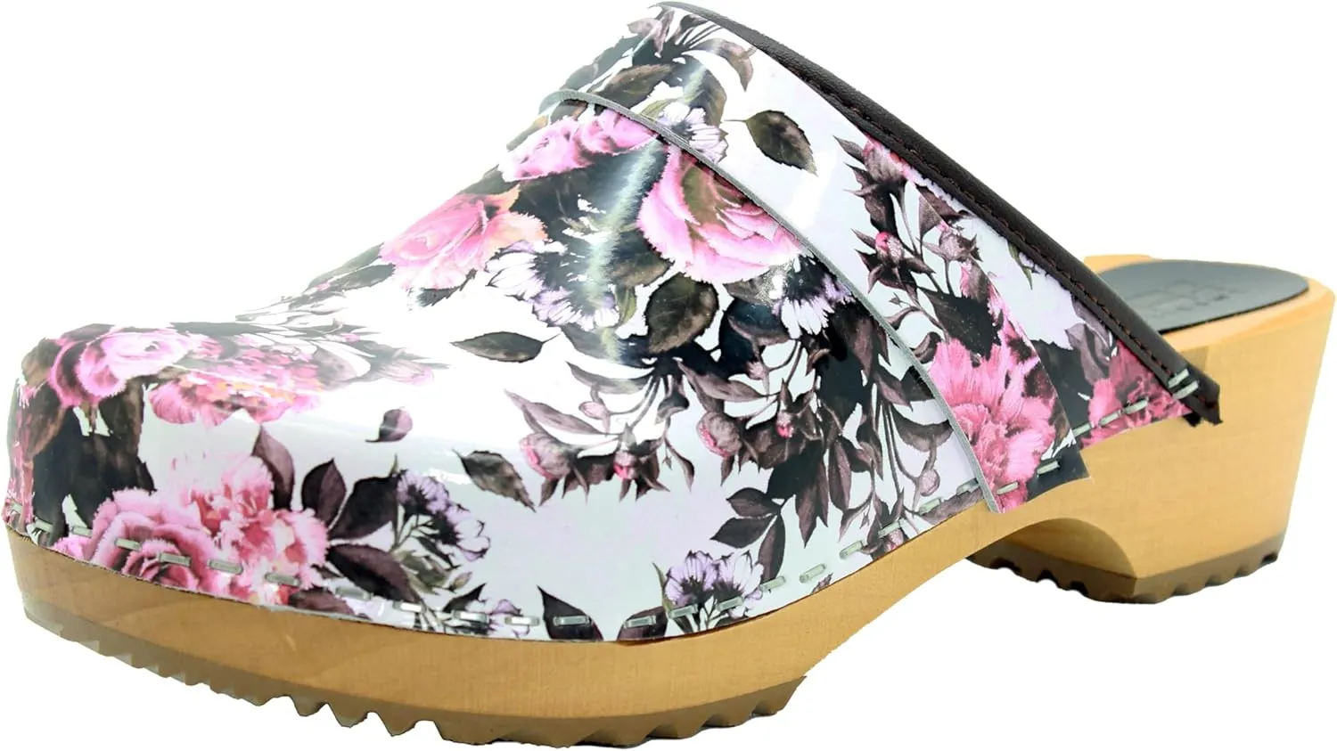 Bjork Maja Wood Open Back Leather Clogs