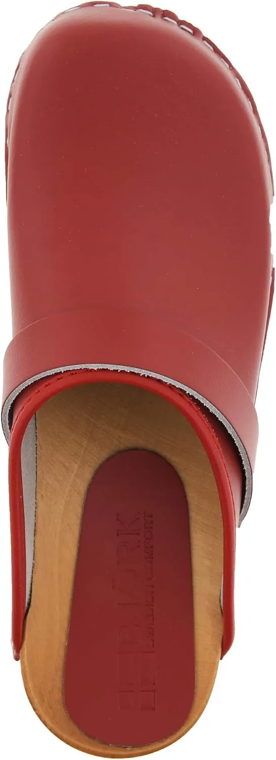 Bjork Maja Wood Open Back Leather Clogs