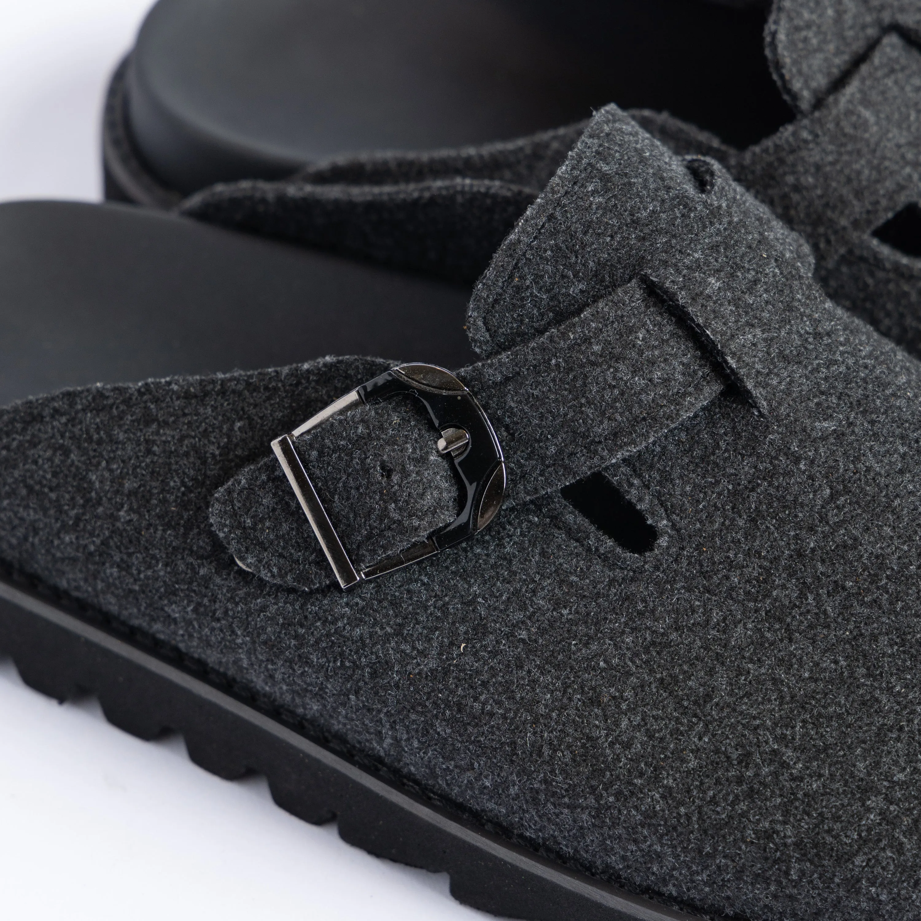 Black Fabric Plain Chunky Clog