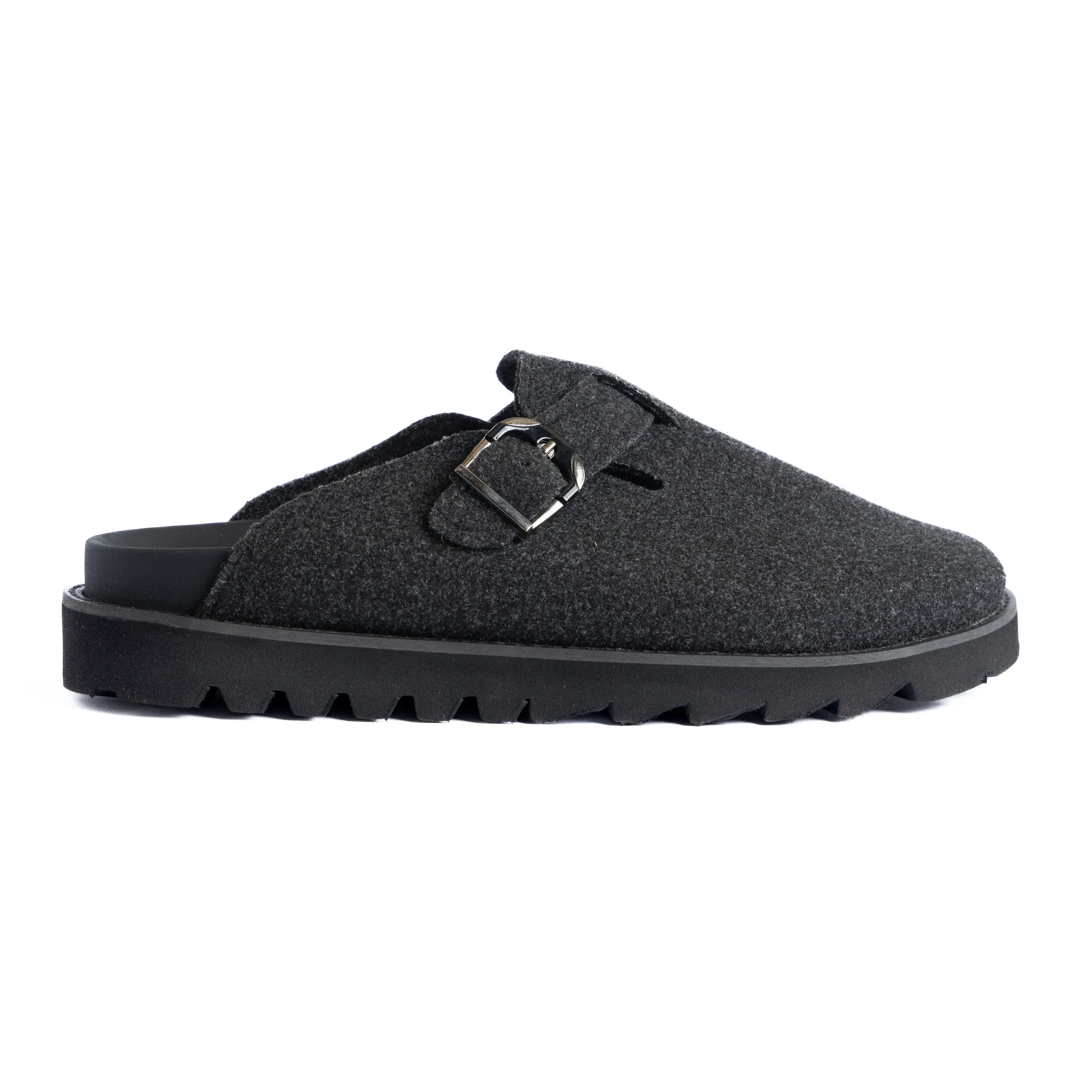 Black Fabric Plain Chunky Clog