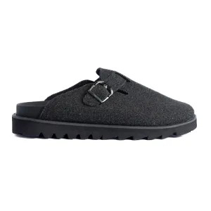 Black Fabric Plain Chunky Clog