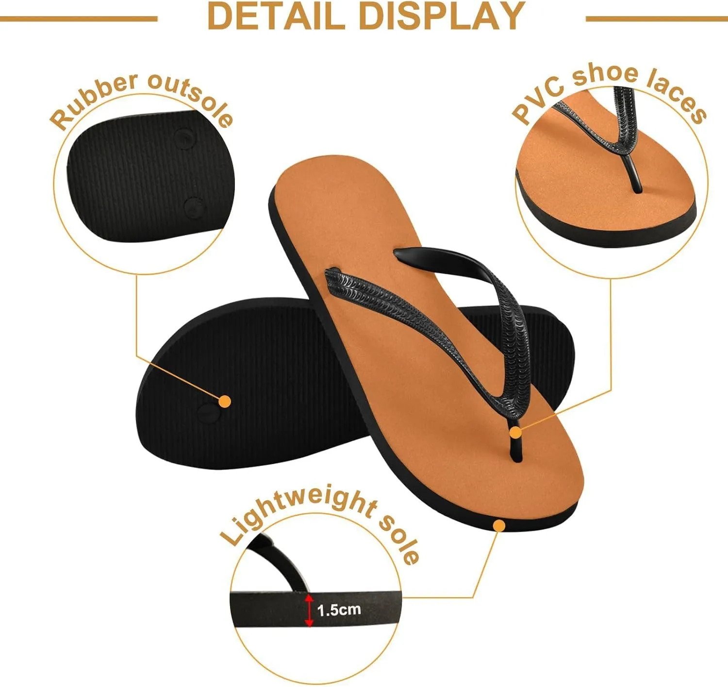 Black Solid Flip Flop Beach Summer Casual Sandal for Women & Men Shower Shoes