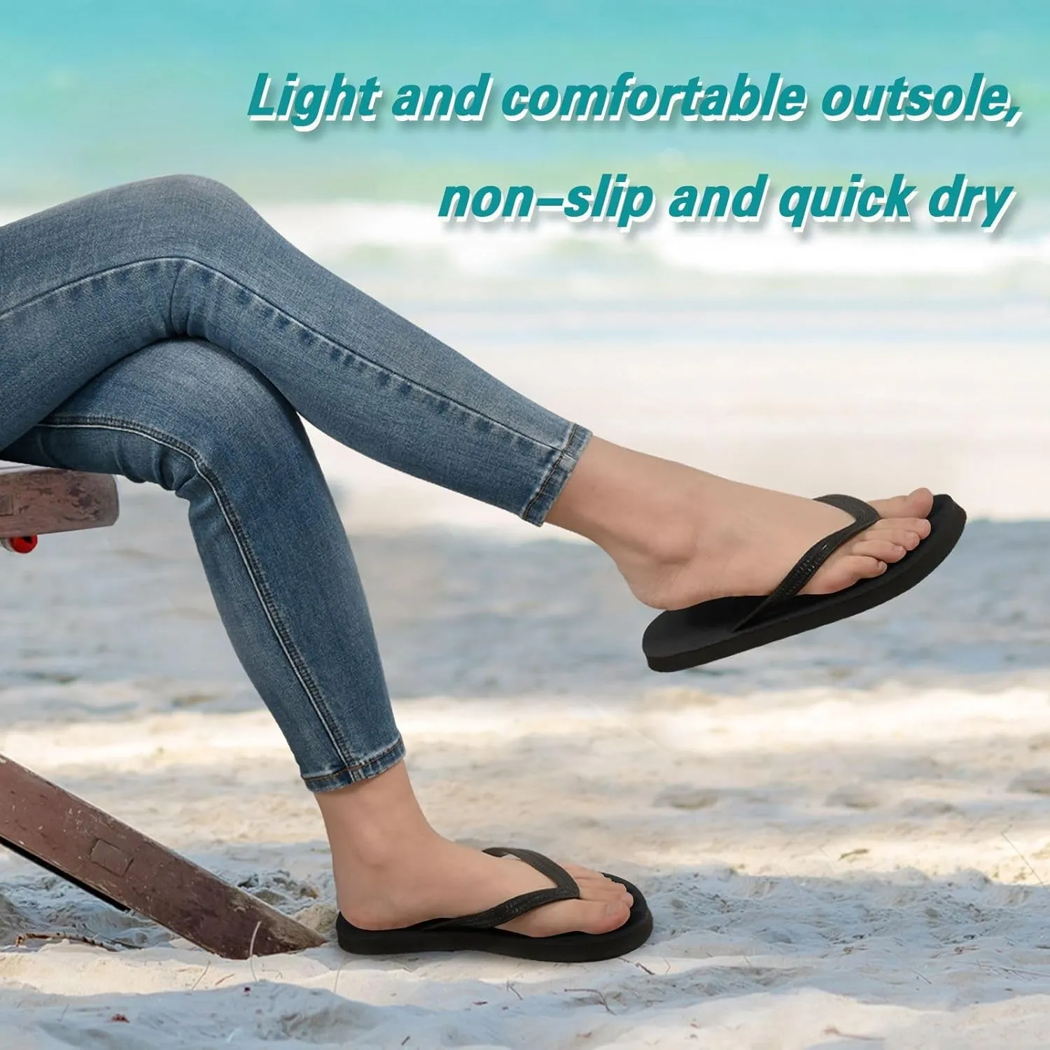 Black Solid Flip Flop Beach Summer Casual Sandal for Women & Men Shower Shoes