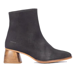 Boot with sculptural wooden heel