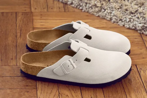 Boston Antique White Embossed Suede Leather