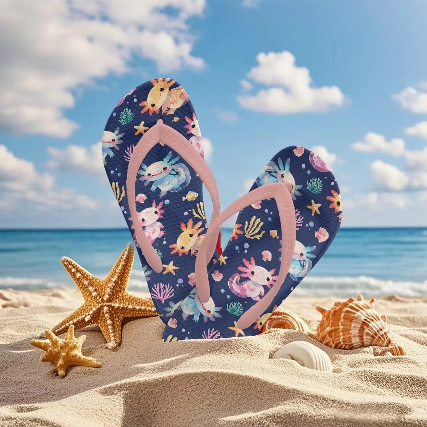 Boy Girls Slide Sandals and Thongs for Beach and Boats - Kids Flip Flops with Cartoon Print
