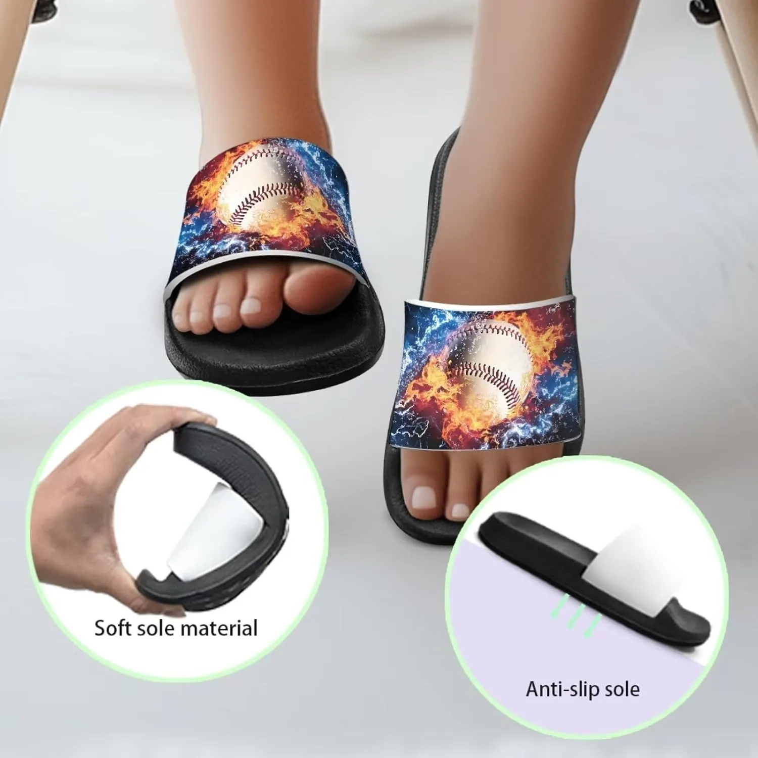 Boys Slide Sandals Non Slip Summer House Slippers Kids Slip-on Flip Flops Cusual Beach Sandal