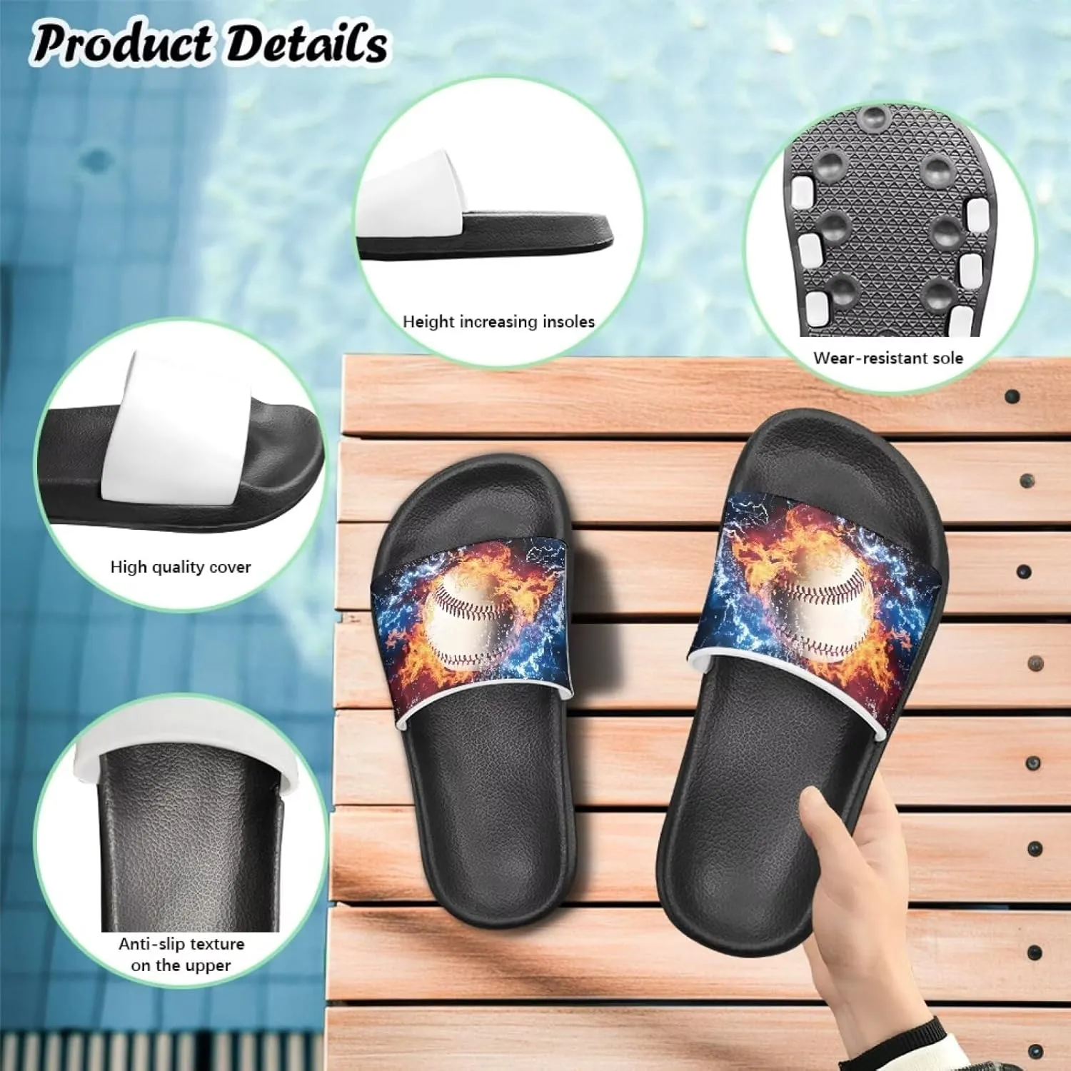 Boys Slide Sandals Non Slip Summer House Slippers Kids Slip-on Flip Flops Cusual Beach Sandal