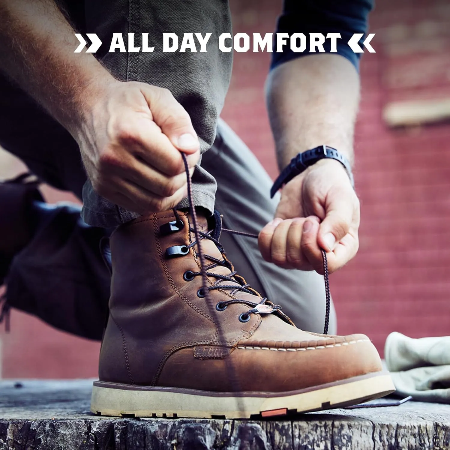 BRUNT Marin (Soft Toe) - Brown - 6" Waterproof Moc Toe Wedge Work Boot - EH Rated - Slip   Oil Resistant - Adjustable Width System