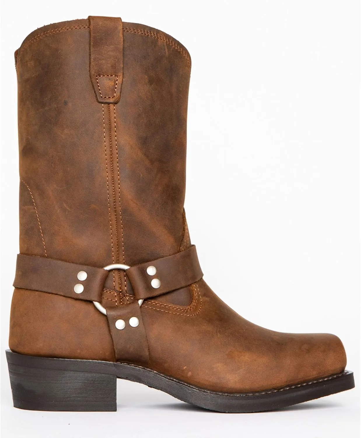 ByErz Cowboy Boots for Men Western Boot Classic with Metal Buckle Square Toe Mid-Calf Boots