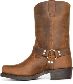 ByErz Cowboy Boots for Men Western Boot Classic with Metal Buckle Square Toe Mid-Calf Boots