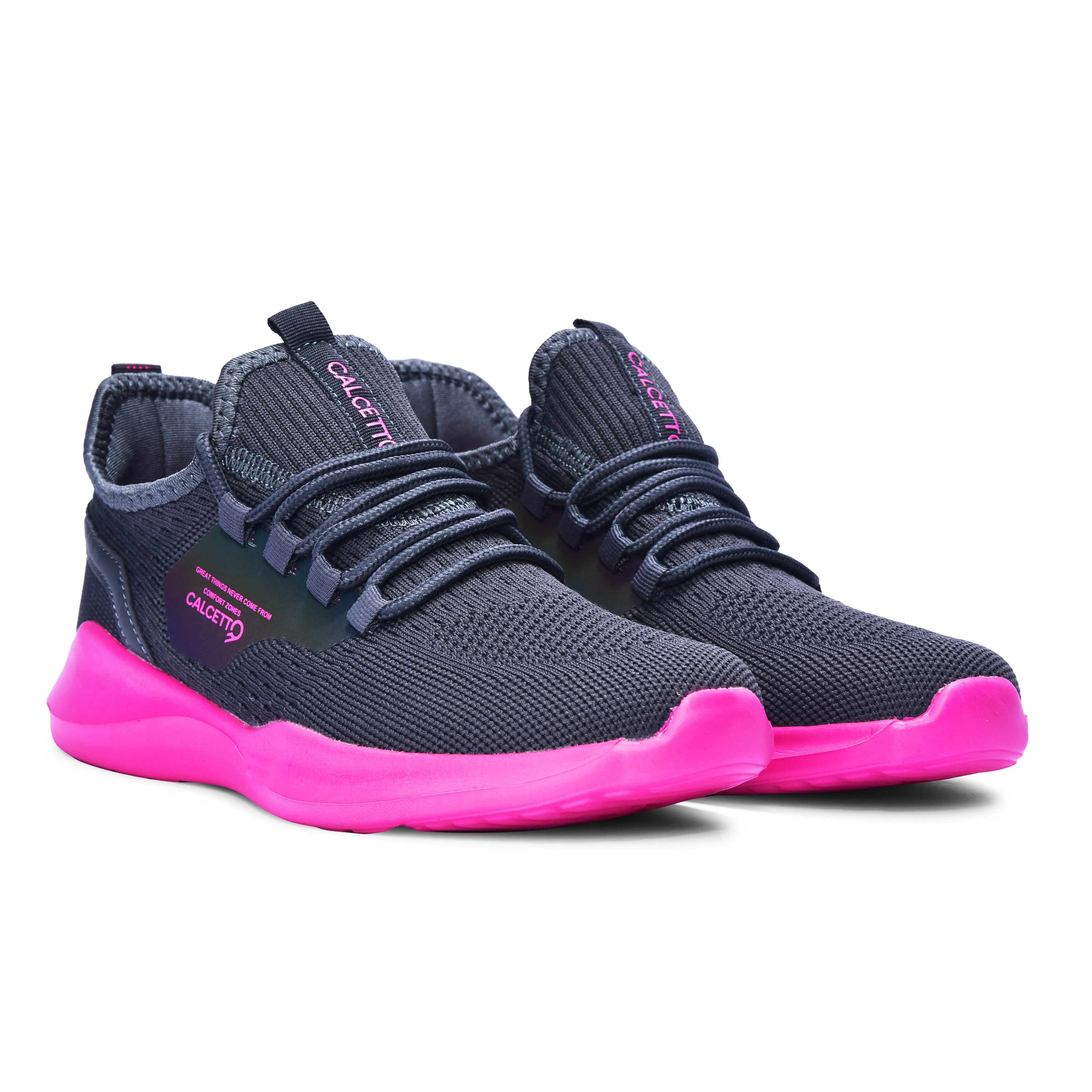 Calcetto Lightweight Casual WoMen's Running Sports Shoes CLT-9824 Dark Grey Fushia