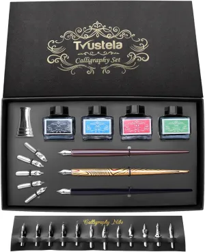 Calligraphy Set For Beginners, 3 Calligraphy Pens, 4 Ink Bottle 15ml, 20 Calligraphy Nibs, 1 Calligraphy Pen Holder, Dip Pen Set, Gift For Men, Women And Kids, Calligraphy Kit For Beginners