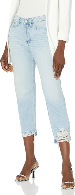 Calvin Klein Women's Jeans Hi Rise Straight Leg Crop W/Destructed Hem Vintage Denim