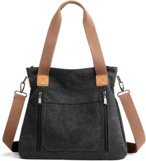 Canvas Crossbody Bags for Women Trendy Tote Purses Work Shoulder Multi-pocket Handbags