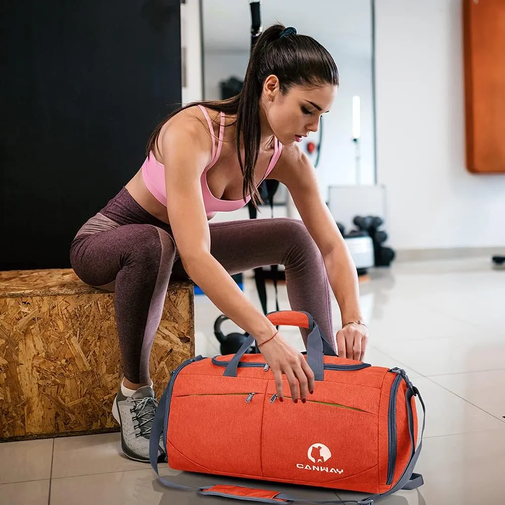 Canway Sports Gym Bag, Travel Duffel bag with Wet Pocket & Shoes Compartment for men women, 45L/40L, Lightweight
