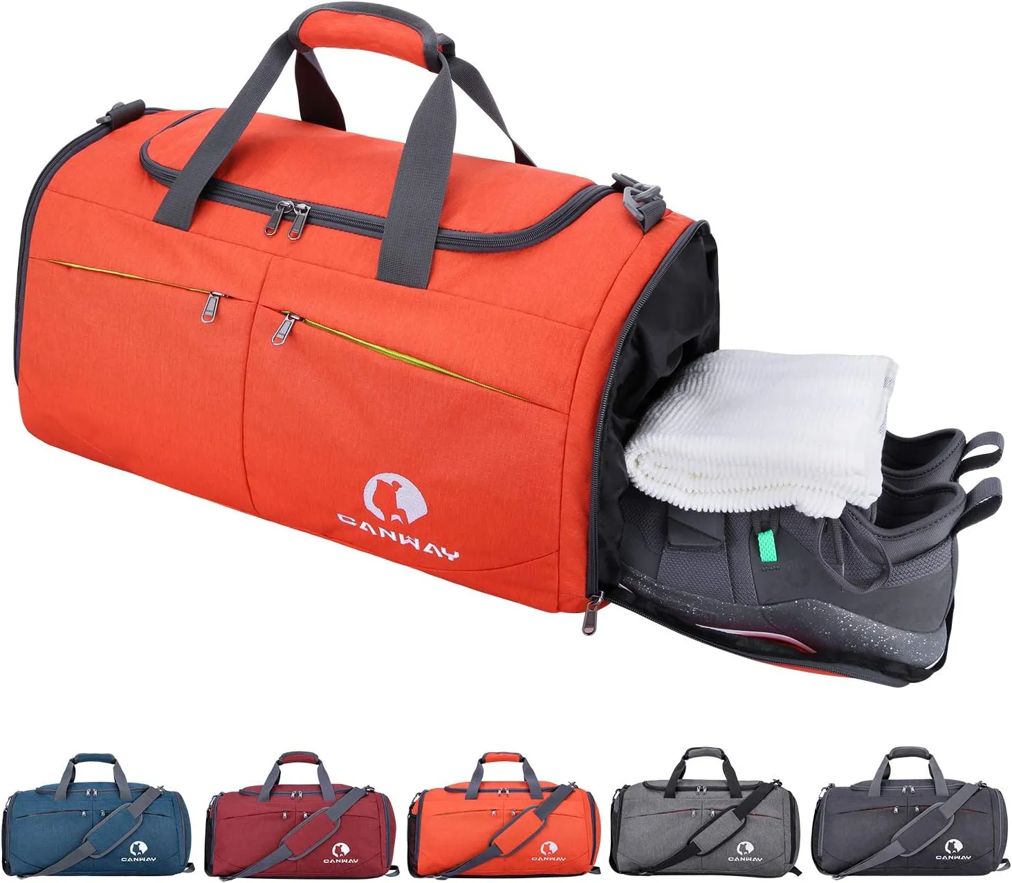 Canway Sports Gym Bag, Travel Duffel bag with Wet Pocket & Shoes Compartment for men women, 45L/40L, Lightweight