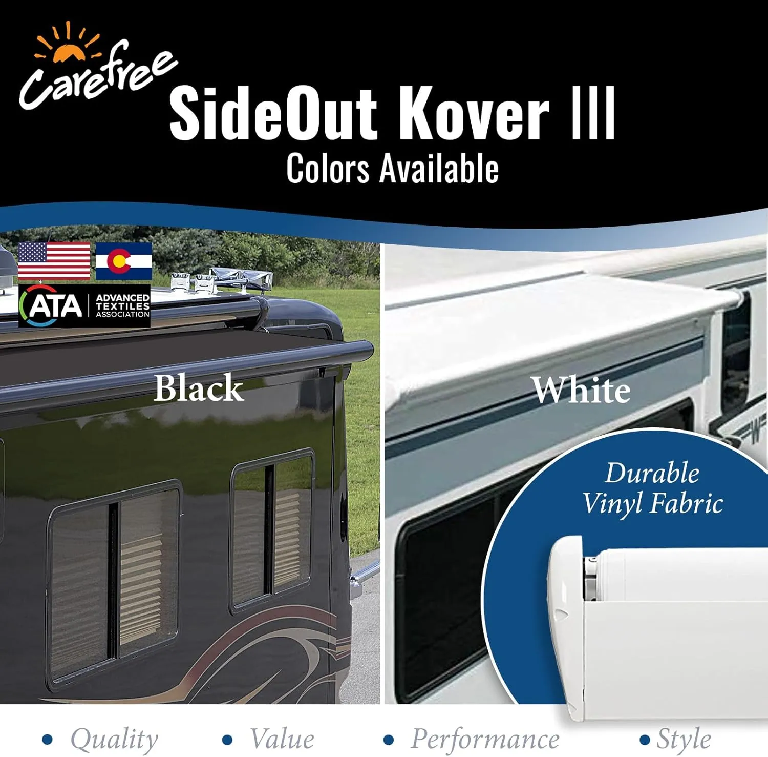 Carefree JE200005B47 White 200" long x 47" projection Universal Cut-to-Fit Slideout Awning Fabric with FLXguard Protection,1 Pack