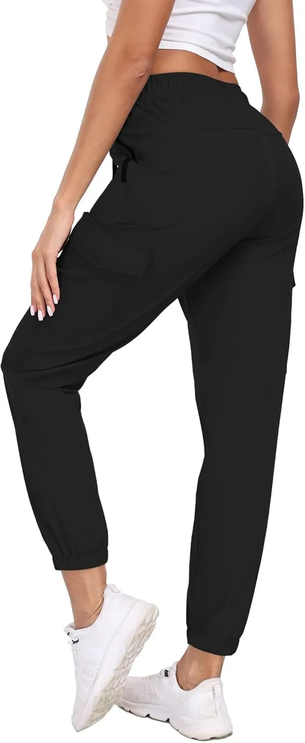 Cargo Pants Women Water Resistant Joggers with Pockets Hiking Pants Lightweight Quick Dry Elastic Waist Pants HH2412