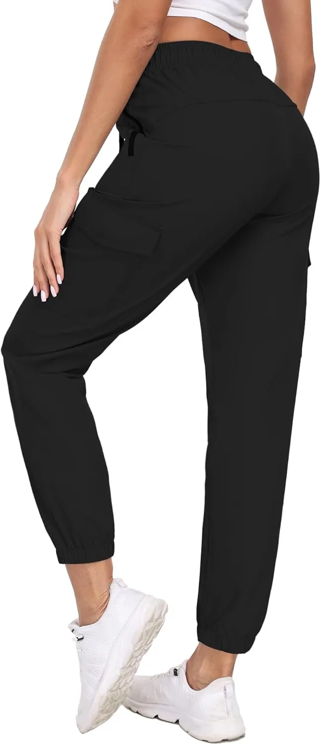 Cargo Pants Women Water Resistant Joggers with Pockets Hiking Pants Lightweight Quick Dry Elastic Waist Pants HH2412