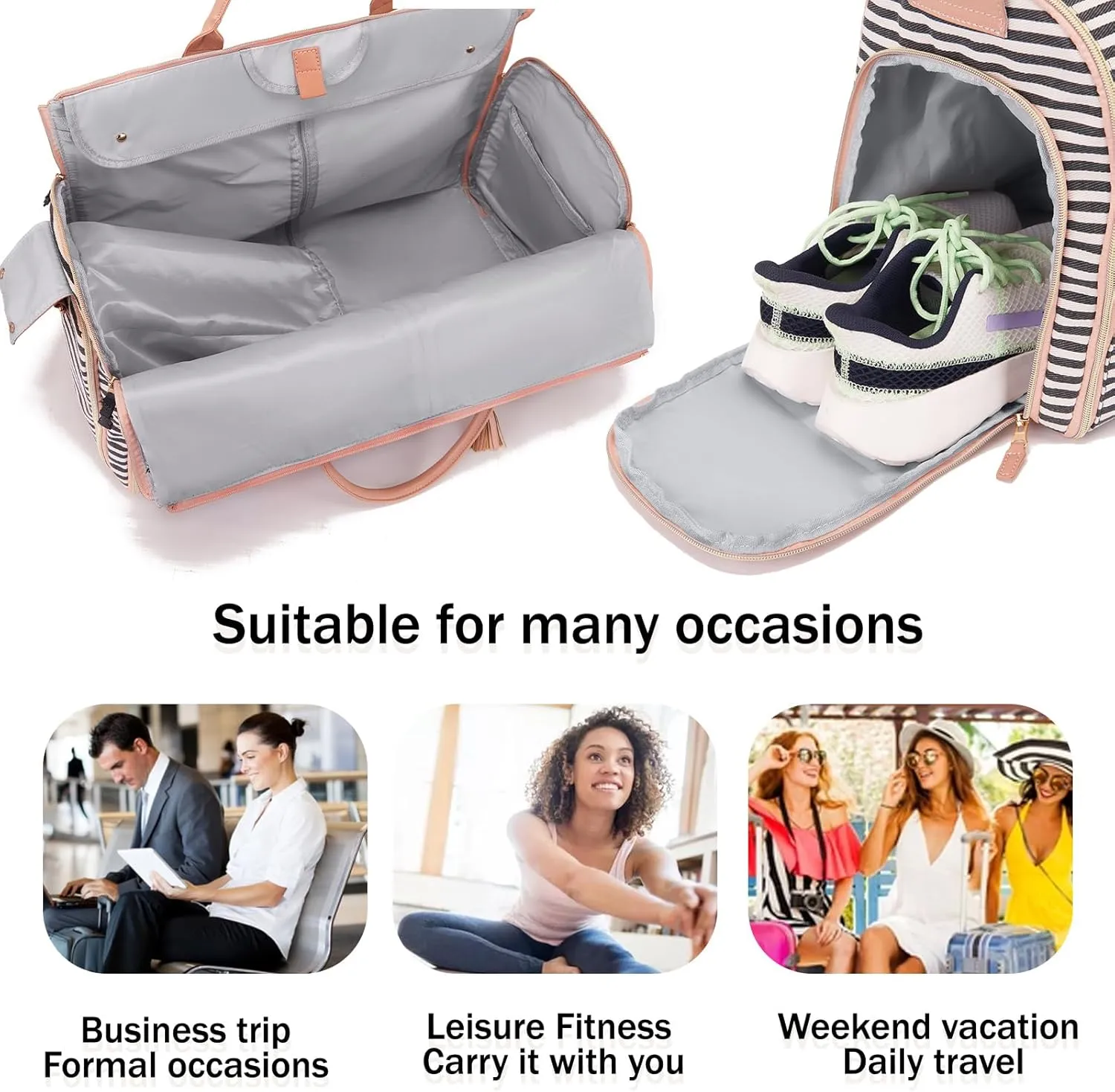 Carry on Garment Bag for Travel Convertible Garment Duffle Bags for Men Women with Shoe Compartment - 2 in 1 Hanging Travel Suitcase Suit