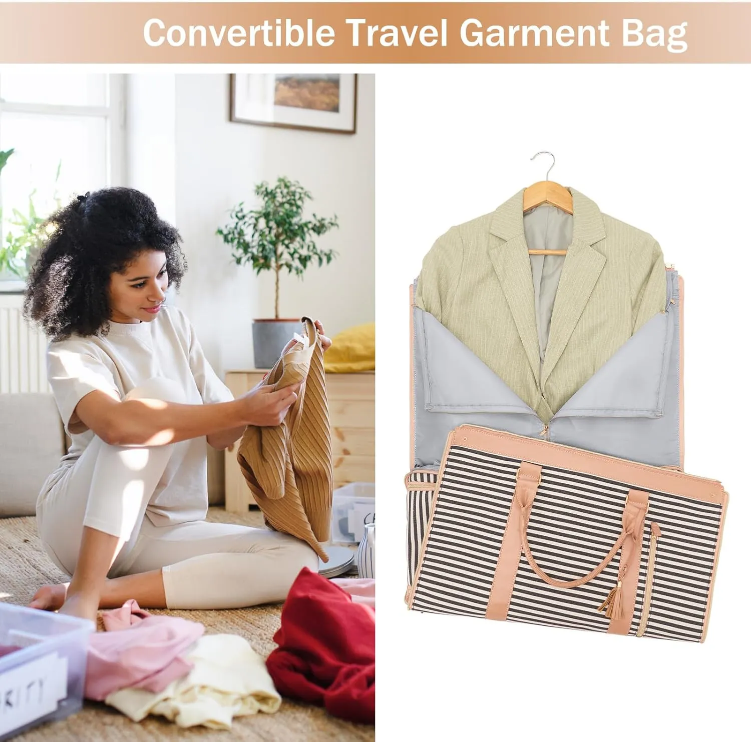 Carry on Garment Bag for Travel Convertible Garment Duffle Bags for Men Women with Shoe Compartment - 2 in 1 Hanging Travel Suitcase Suit