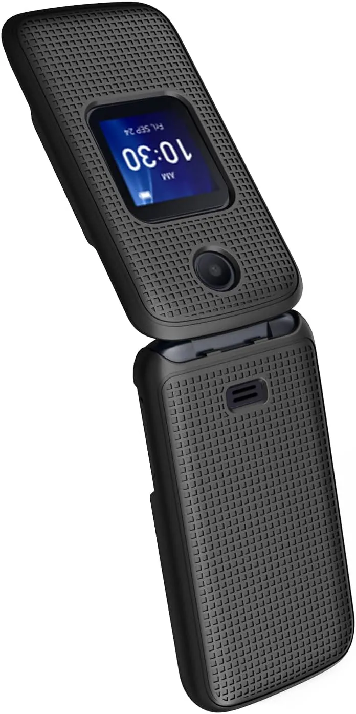 Case with Clip for Go Flip 4 / TCL FLIP Pro Phone, Nakedcellphone Slim Hard Shell Cover and [Rotating/Ratchet] Belt Hip Holster Holder Combo for Alcatel 4056W, 4056L, 4056Z, 4056V - Black