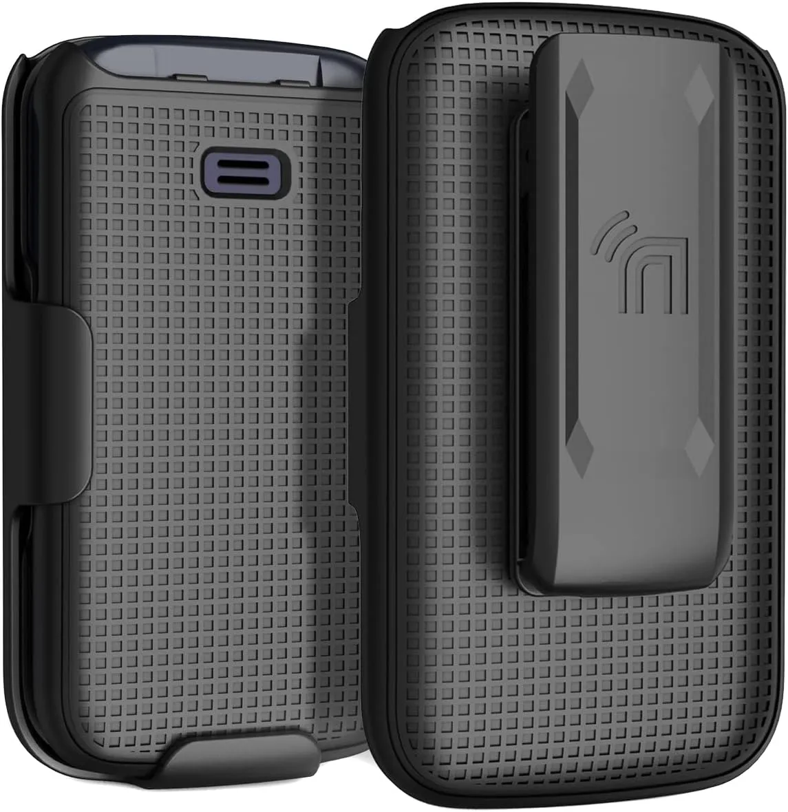 Case with Clip for Go Flip 4 / TCL FLIP Pro Phone, Nakedcellphone Slim Hard Shell Cover and [Rotating/Ratchet] Belt Hip Holster Holder Combo for Alcatel 4056W, 4056L, 4056Z, 4056V - Black