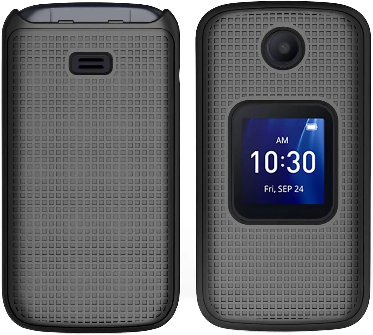 Case with Clip for Go Flip 4 / TCL FLIP Pro Phone, Nakedcellphone Slim Hard Shell Cover and [Rotating/Ratchet] Belt Hip Holster Holder Combo for Alcatel 4056W, 4056L, 4056Z, 4056V - Black