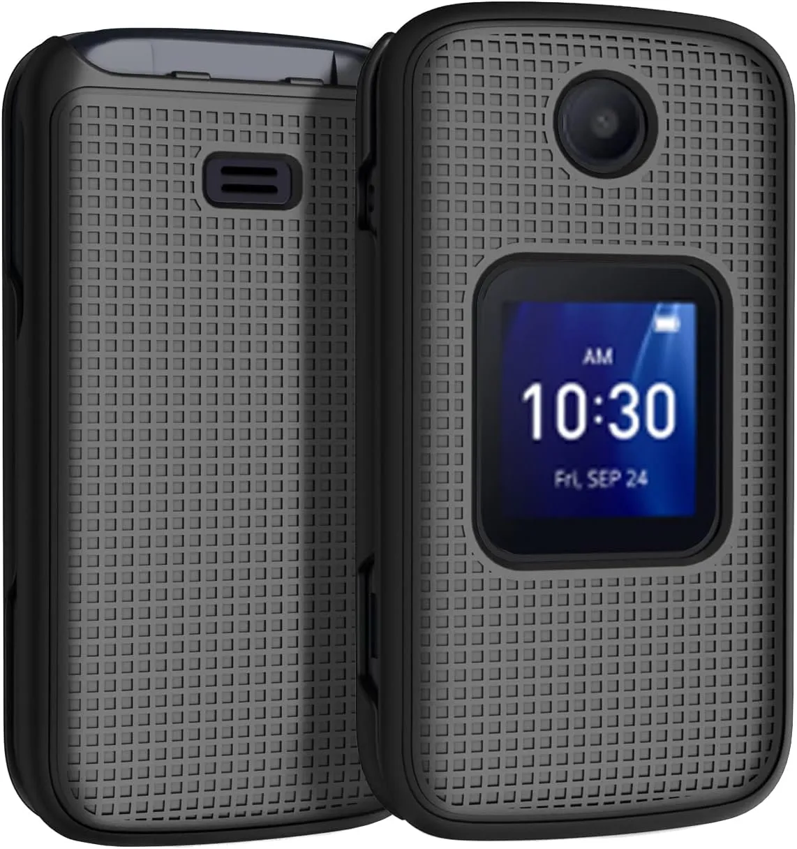 Case with Clip for Go Flip 4 / TCL FLIP Pro Phone, Nakedcellphone Slim Hard Shell Cover and [Rotating/Ratchet] Belt Hip Holster Holder Combo for Alcatel 4056W, 4056L, 4056Z, 4056V - Black