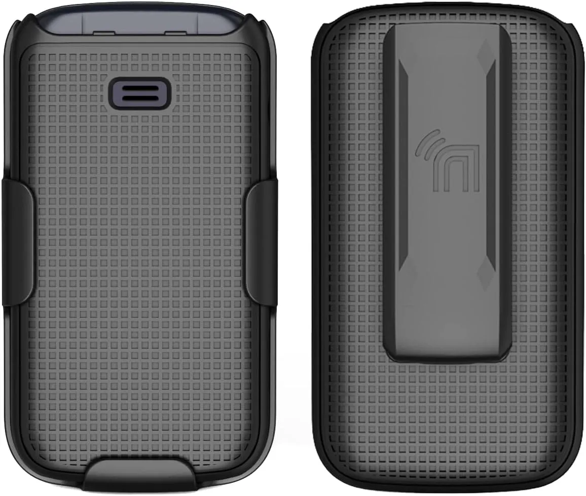 Case with Clip for Go Flip 4 / TCL FLIP Pro Phone, Nakedcellphone Slim Hard Shell Cover and [Rotating/Ratchet] Belt Hip Holster Holder Combo for Alcatel 4056W, 4056L, 4056Z, 4056V - Black