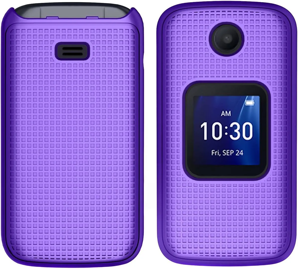 Case with Clip for Go Flip 4 / TCL FLIP Pro Phone, Nakedcellphone Slim Hard Shell Cover and [Rotating/Ratchet] Belt Hip Holster Holder Combo for Alcatel 4056W, 4056L, 4056Z, 4056V - Purple
