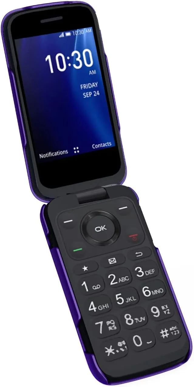 Case with Clip for Go Flip 4 / TCL FLIP Pro Phone, Nakedcellphone Slim Hard Shell Cover and [Rotating/Ratchet] Belt Hip Holster Holder Combo for Alcatel 4056W, 4056L, 4056Z, 4056V - Purple