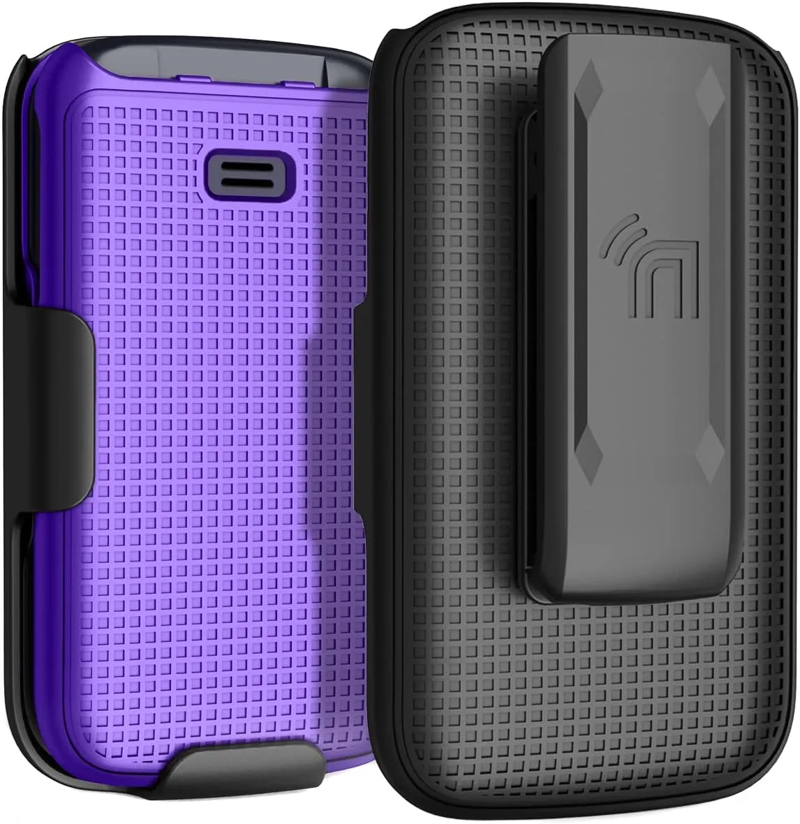 Case with Clip for Go Flip 4 / TCL FLIP Pro Phone, Nakedcellphone Slim Hard Shell Cover and [Rotating/Ratchet] Belt Hip Holster Holder Combo for Alcatel 4056W, 4056L, 4056Z, 4056V - Purple