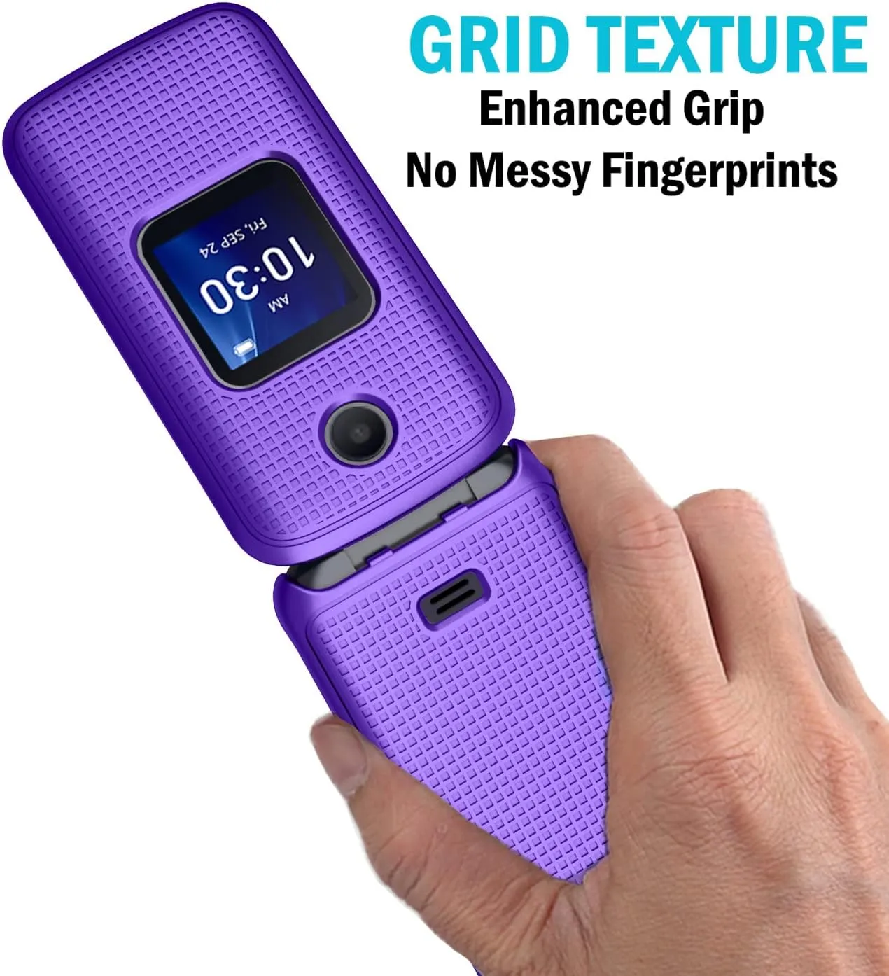 Case with Clip for Go Flip 4 / TCL FLIP Pro Phone, Nakedcellphone Slim Hard Shell Cover and [Rotating/Ratchet] Belt Hip Holster Holder Combo for Alcatel 4056W, 4056L, 4056Z, 4056V - Purple