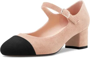 Castamere Women Chunky Block Mid Heel Pointed Toe Pumps Mary Jane Buckle Wedding Sexy Dress Shoes